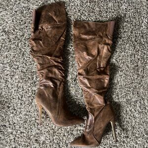 Brown Leather Knee-High Boots - RUNS SMALL